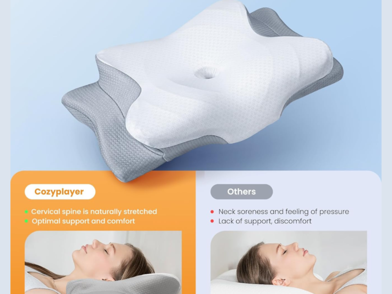 Ergonomic Contour Sleep Pillow (Cooling Cover)
