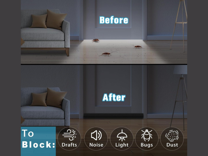 Sound-Dampening Door Draft Blocker (Adjustable Foam)